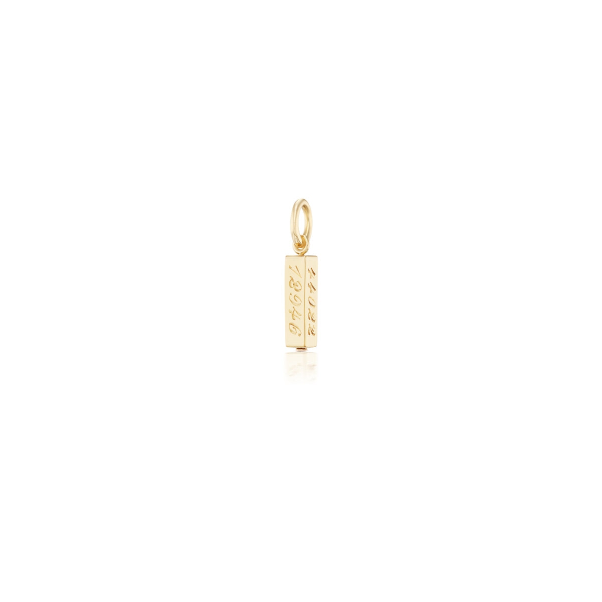 14k solid gold engravable Butter Charm with a smooth bar pendant