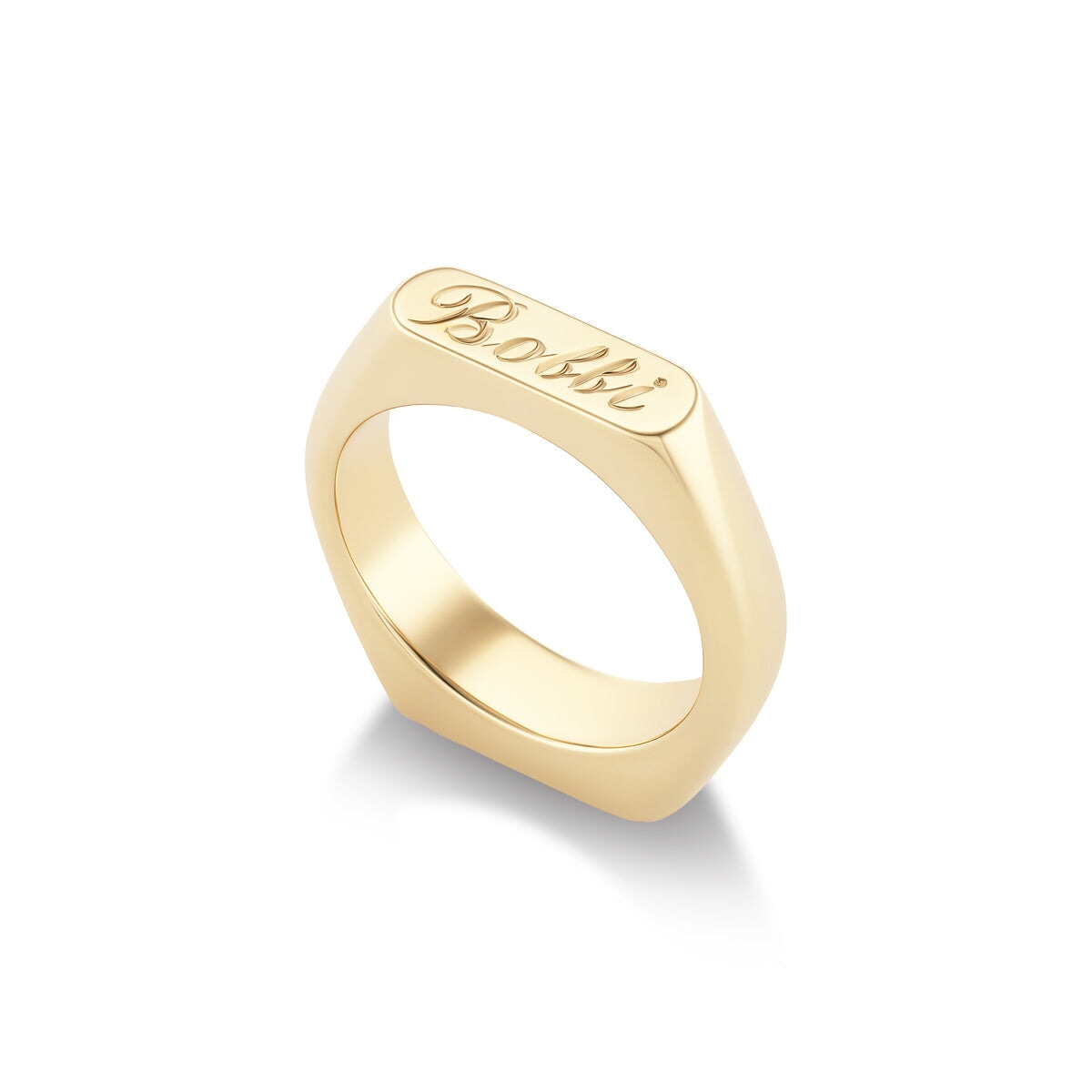 14k solid gold engravable Double Sided Signet Ring with two signet faces