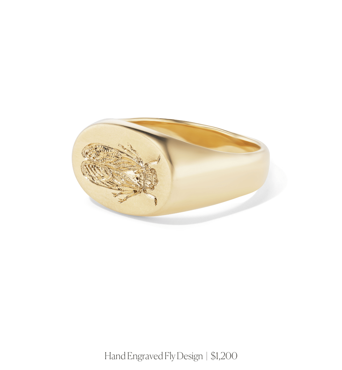 14k solid yellow gold personalized Oval Signet Ring with custom hand engraving