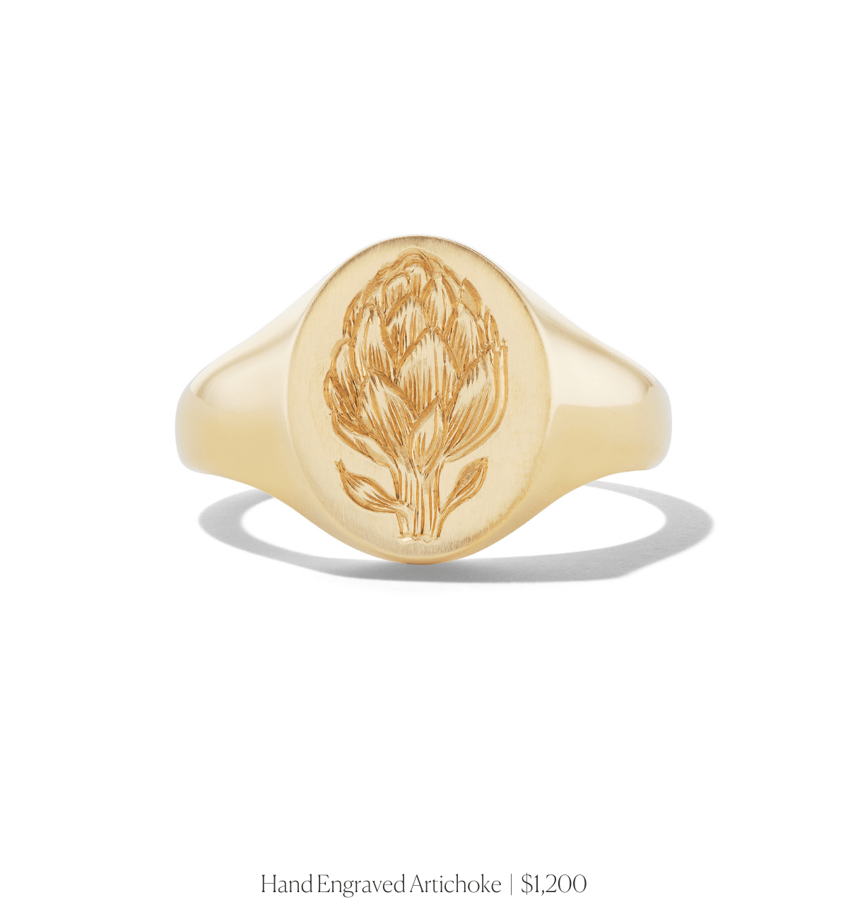 14k solid gold personalized Heritage Signet Ring with custom hand engraving