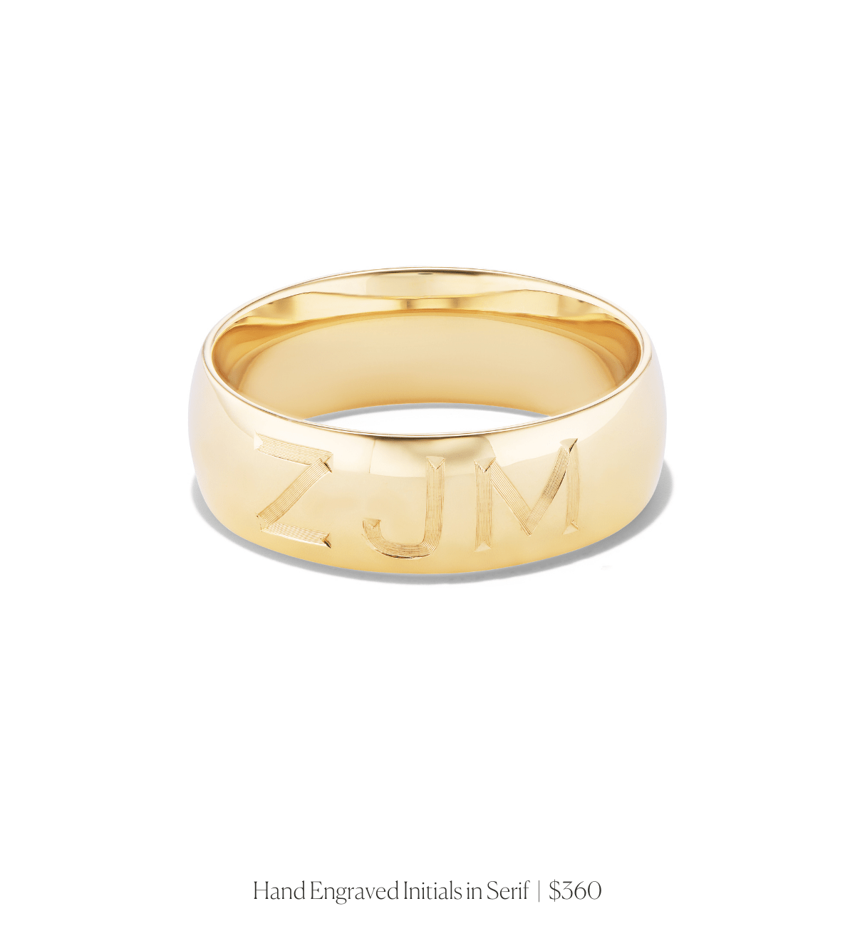 14k solid yellow gold personalized Cigar Band ring with custom hand engraving
