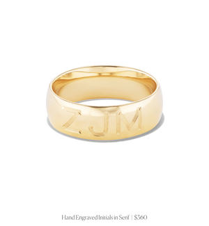Hand engraved initials on the 14k solid gold cigar band