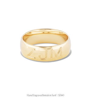 Hand engraved initials on the 14k solid gold cigar band