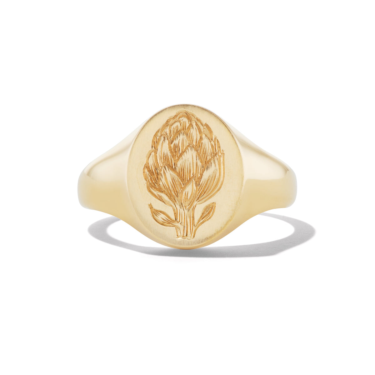 14k solid gold personalized Heritage Signet Ring with custom hand engraving