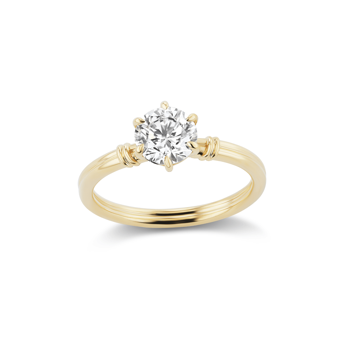 14k solid gold Lover's Knot engagement ring with an interlocking knot design