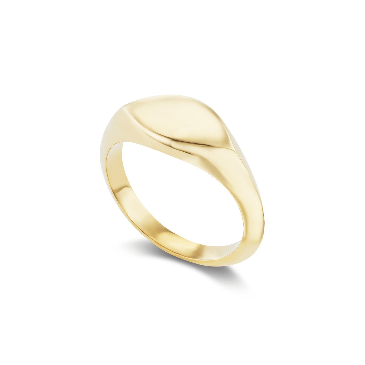 14k solid gold personalized Marquise Signet Ring with custom hand engraving