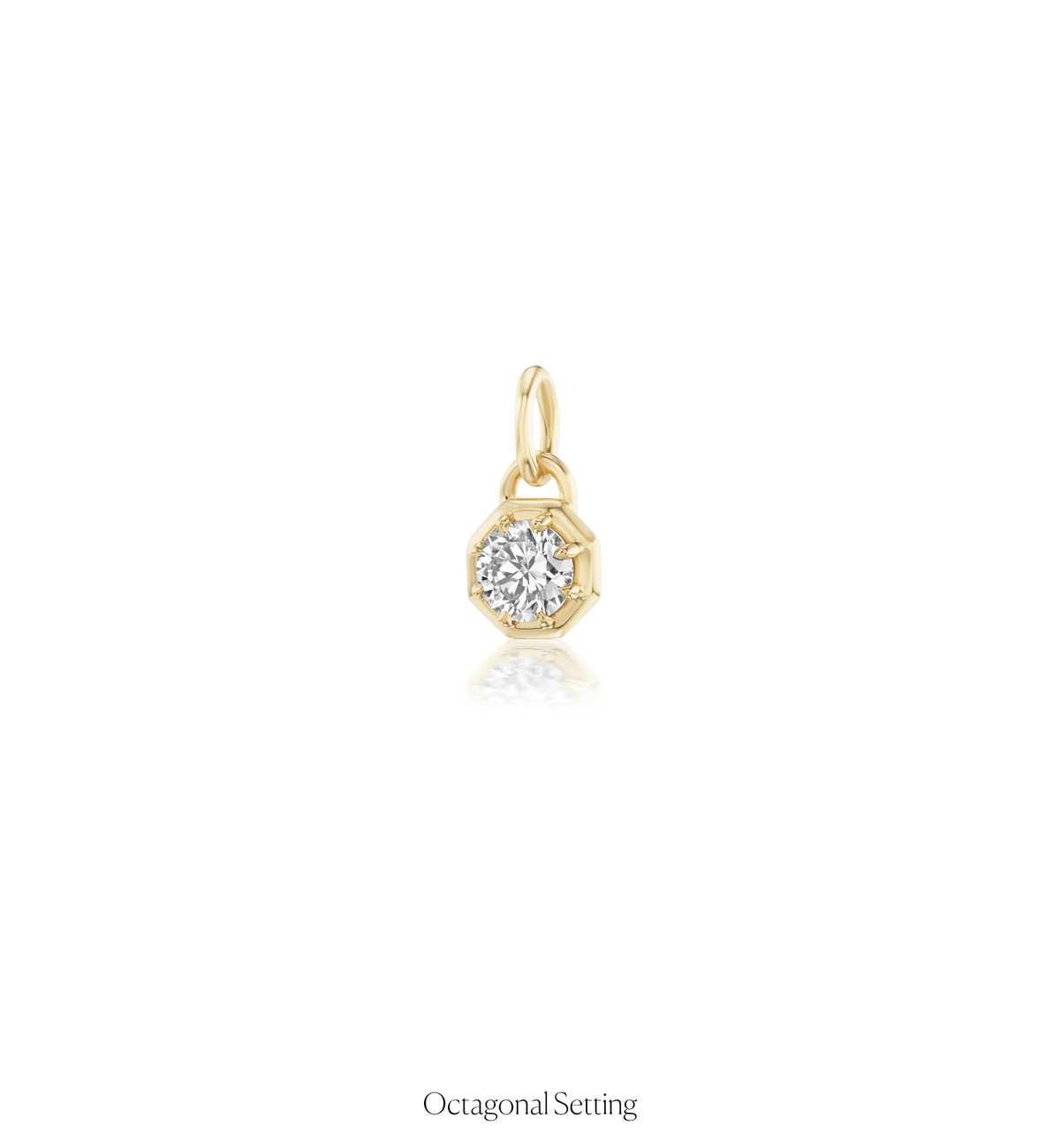 14k solid gold Signature Diamond Charm with a signature-cut diamond