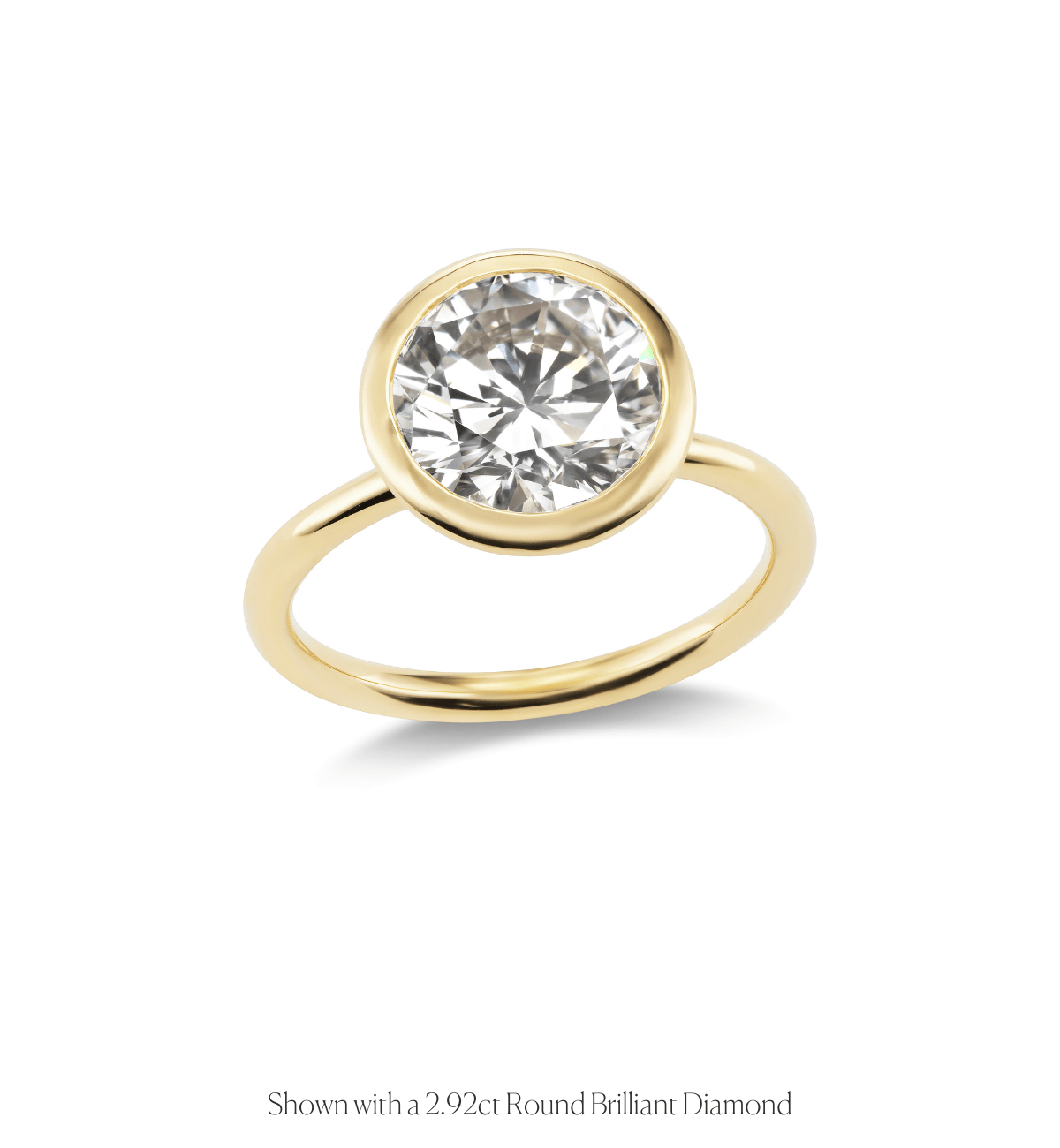 14k solid gold Open Bezel Solitaire engagement ring with an open-bezel diamond, shown open