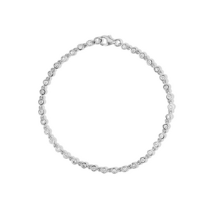 14k white gold tennis bracelet with bezel set diamond links