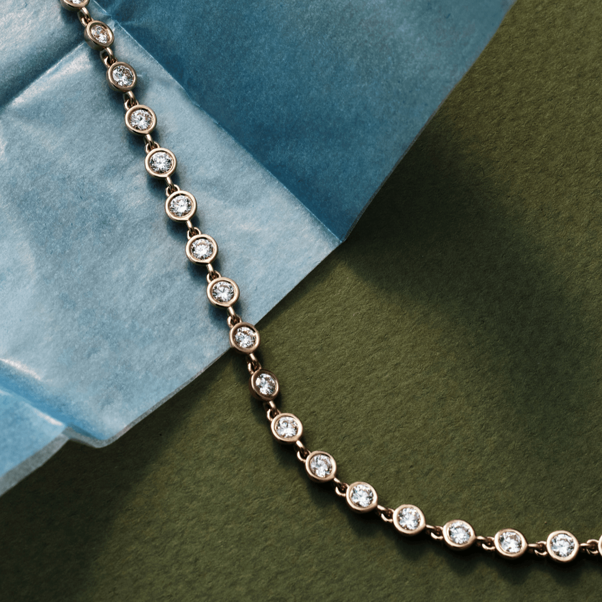 14k solid gold Ping Pong Bracelet with bezel-set diamond links