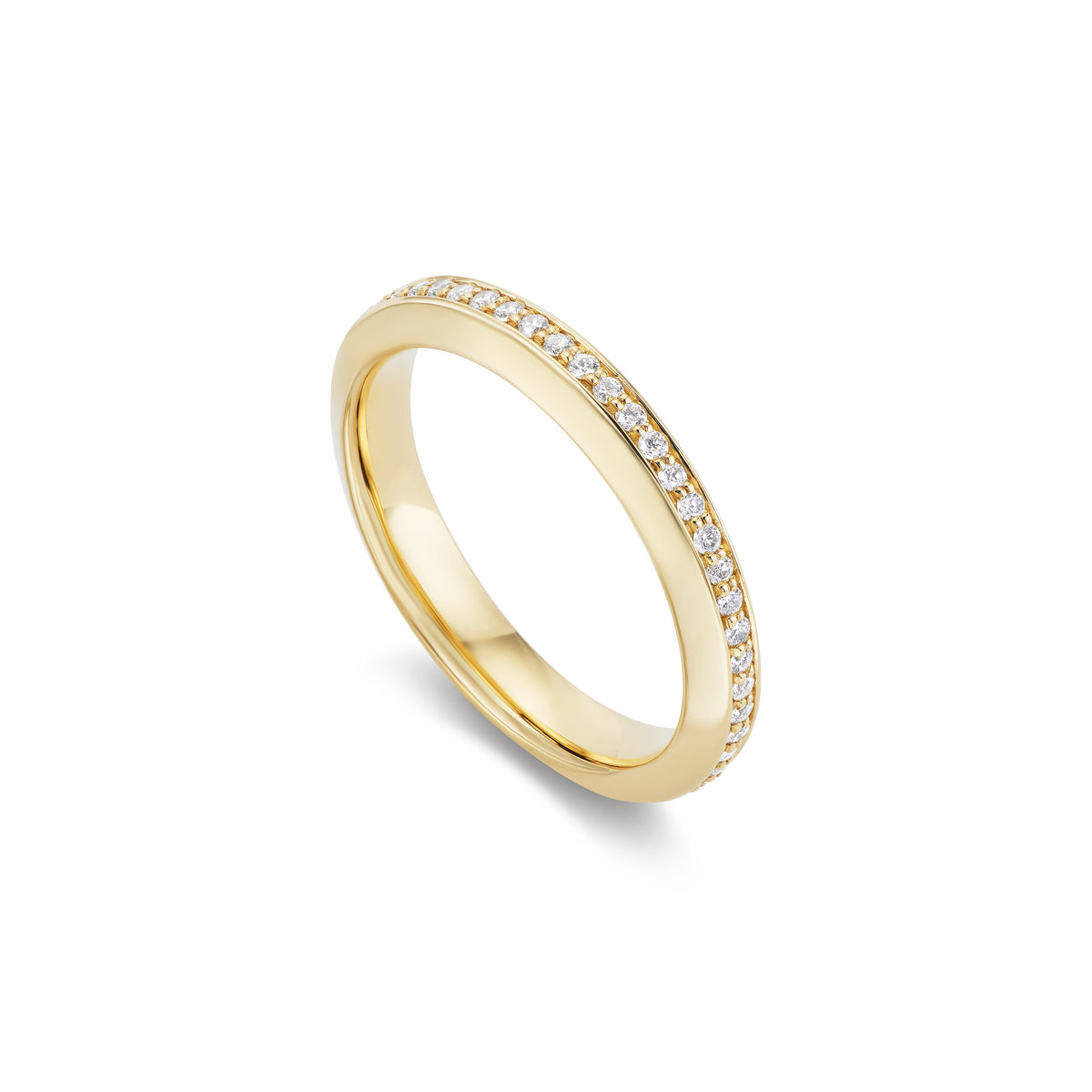 14k solid gold Signature Eternity Ring with diamonds around the band