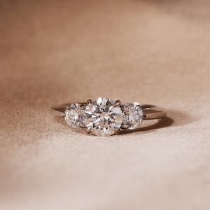 14k white gold three stone diamond engagement ring