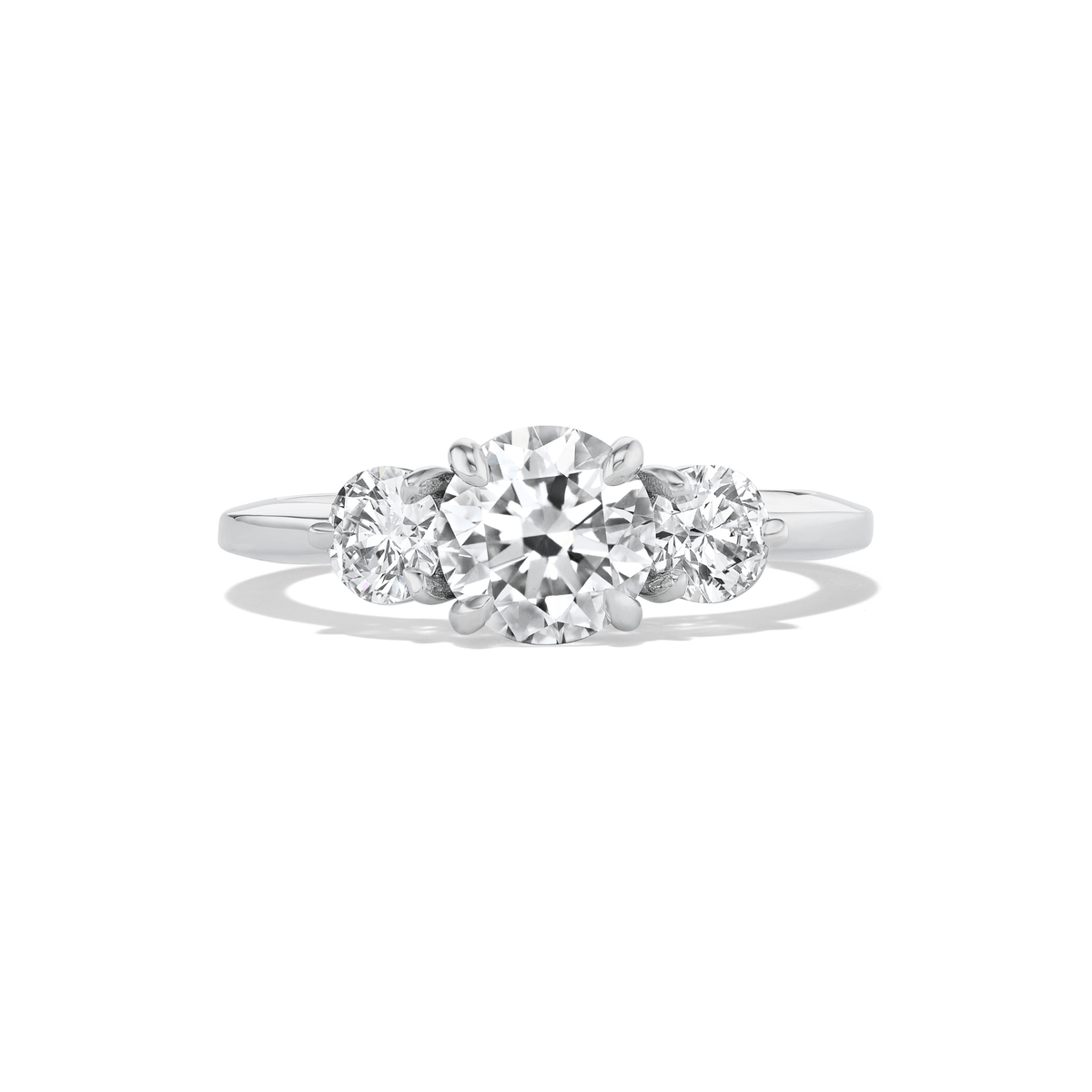 14k solid gold Three Stone engagement ring with three graduated diamonds