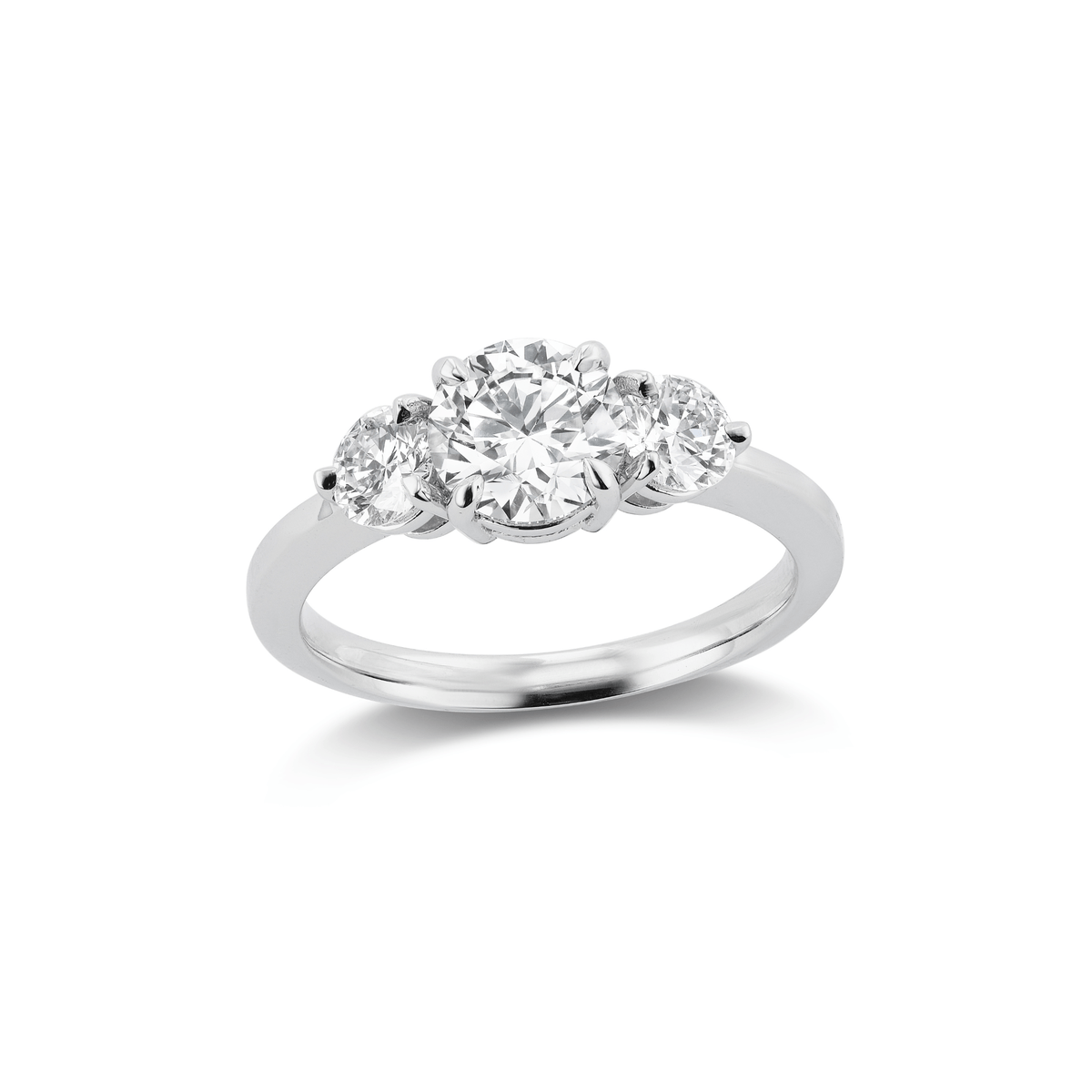 14k solid gold Three Stone engagement ring with three graduated diamonds