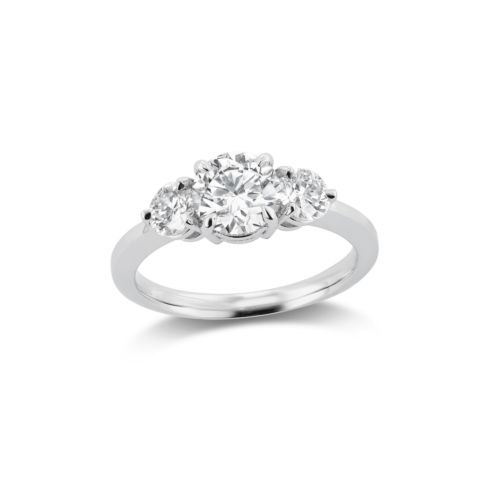 14k solid gold Three Stone engagement ring with three graduated diamonds