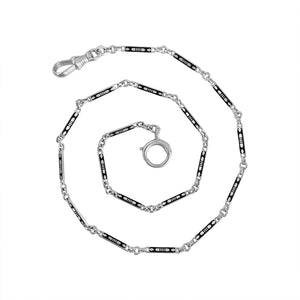 Vintage Black Enamel & 14k White Gold Watch Fob by Fewer Finer