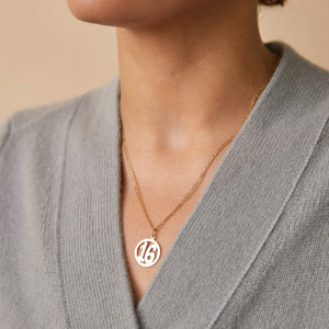 Vintage Circle Number 16 Charm for Women