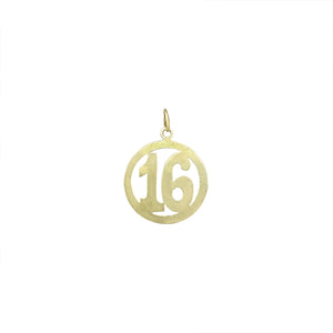 Vintage Circle Number 16 Charm by Fewer Finer