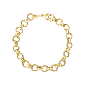 Vintage Textured Round Link Bracelet by Fewer Finer