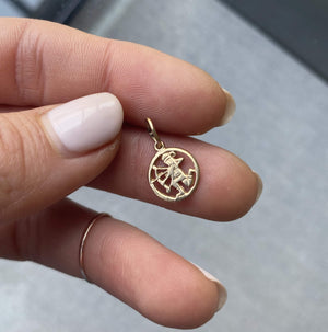 Vintage Sagittarius Circle Charm for Women