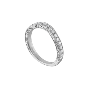 SOLD Vintage White Gold Round Filagree Contoured Ring — Archive Sale