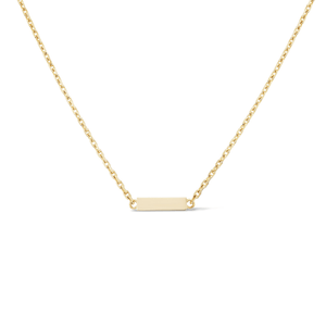 14k gold engravable gold bar necklace