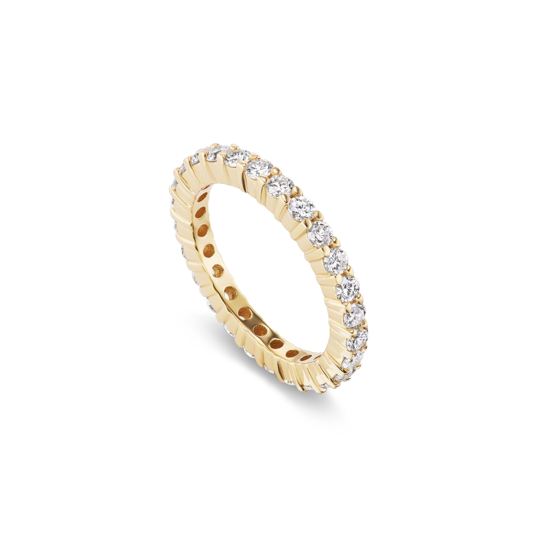 14k solid gold Everyday Eternity Ring with diamonds around the band