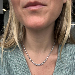 Vintage 14k White Gold Riviera Style Partial Tennis Necklace