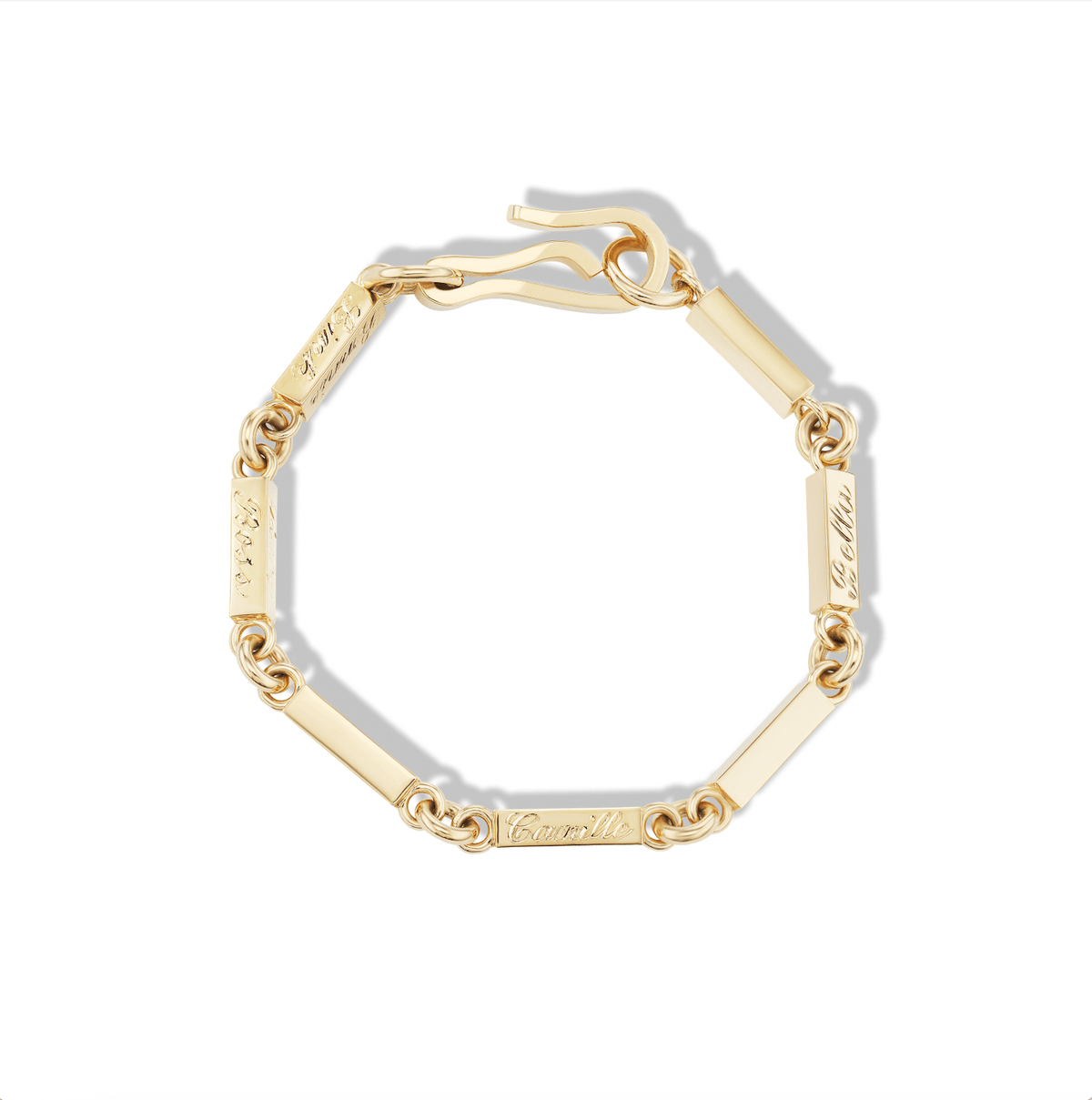 14k solid gold personalized Family Bracelet with custom hand engraving