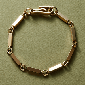 14k solid gold bar link engravable bracelet