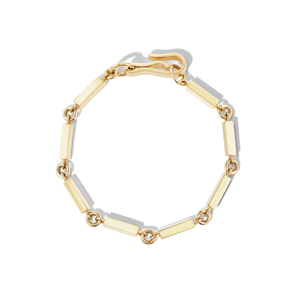 14k solid gold bar link engravable bracelet