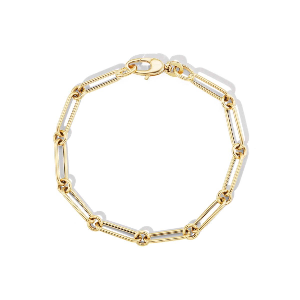 14k semi-hollow gold link chain charm bracelet