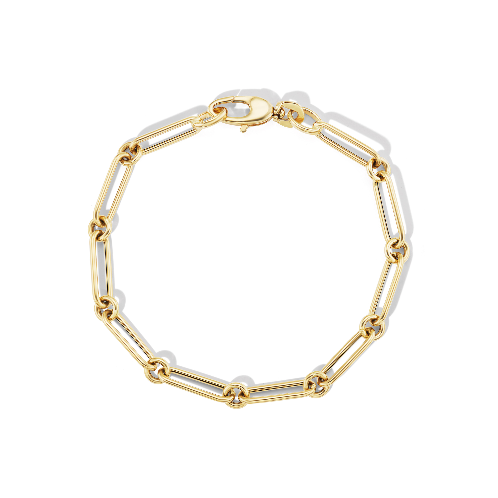 14k semi-hollow gold link chain charm bracelet
