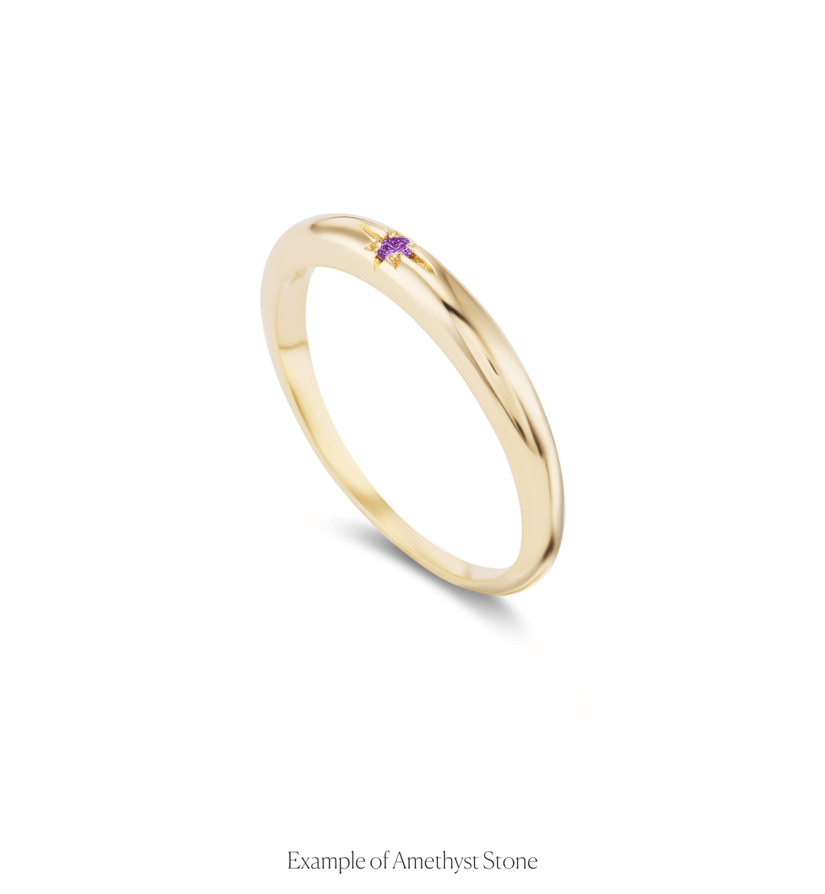 14k solid gold Mar Ring with a domed star-set diamond
