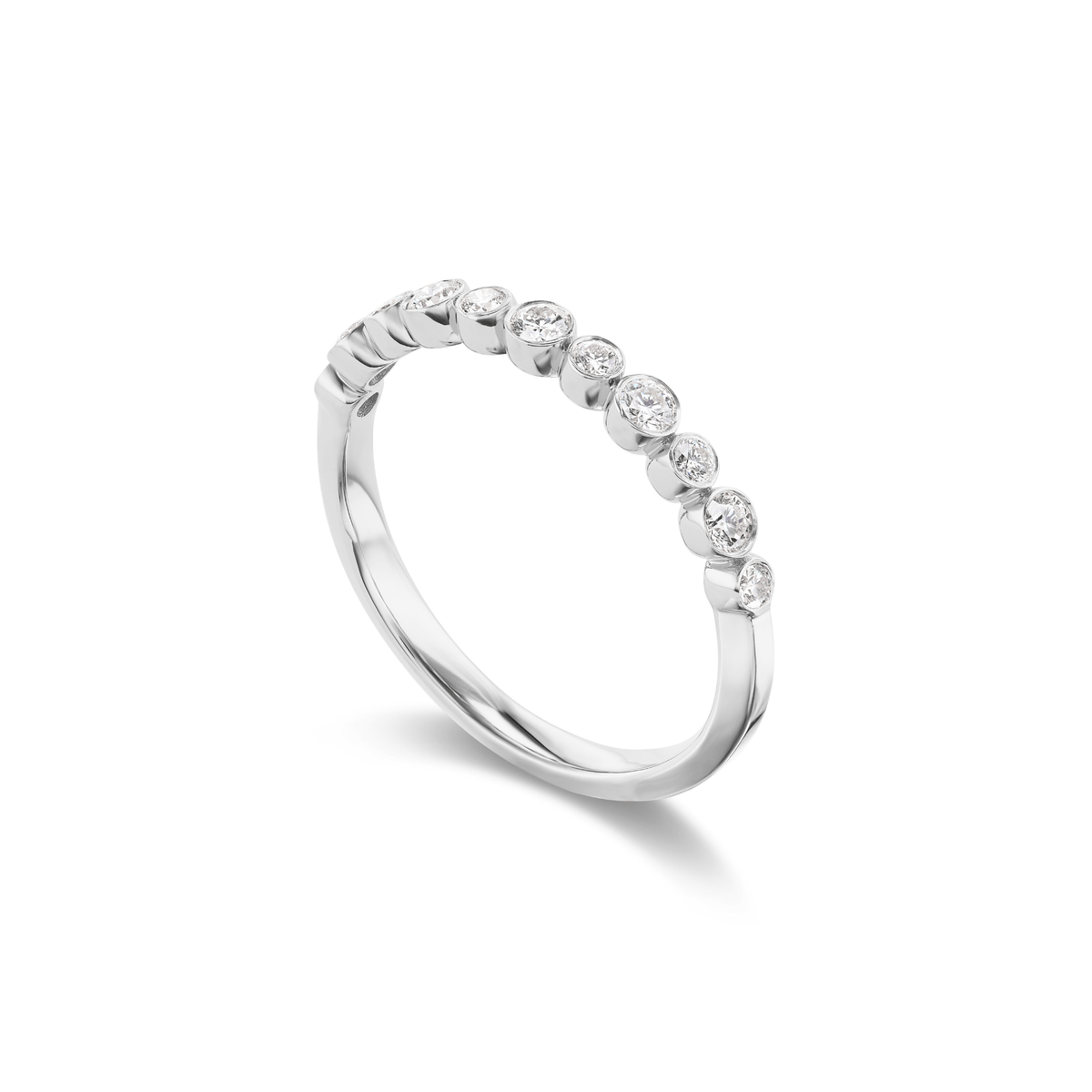 14k solid gold Pebble Ring with a bezel-set diamond
