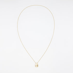 14k solid gold textured worry stone necklace