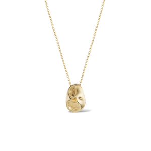 14k solid gold textured worry stone necklace
