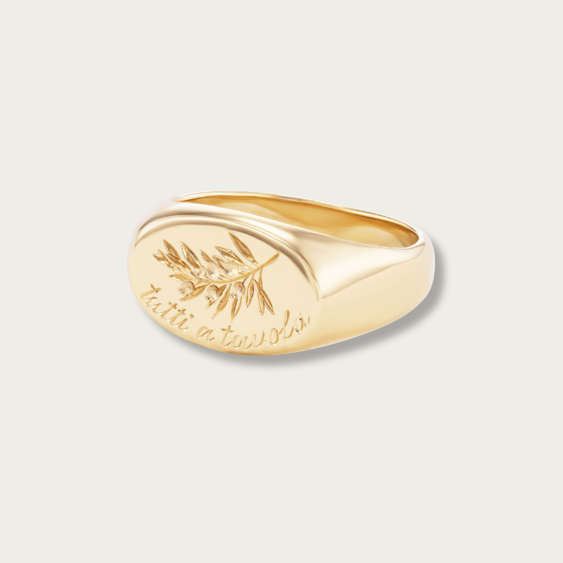 Hand Engraved Olive Branch & Italian Phrase