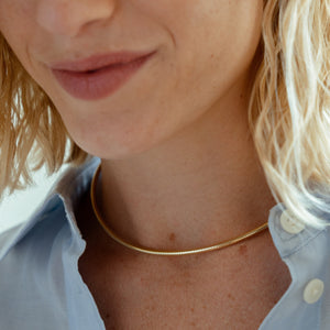 Solid gold flexible omega chain 3mm that can be worn with a statement charm or solo