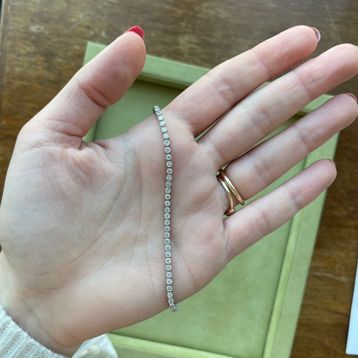 SOLD Vintage Platinum Diamond Tennis Bracelet