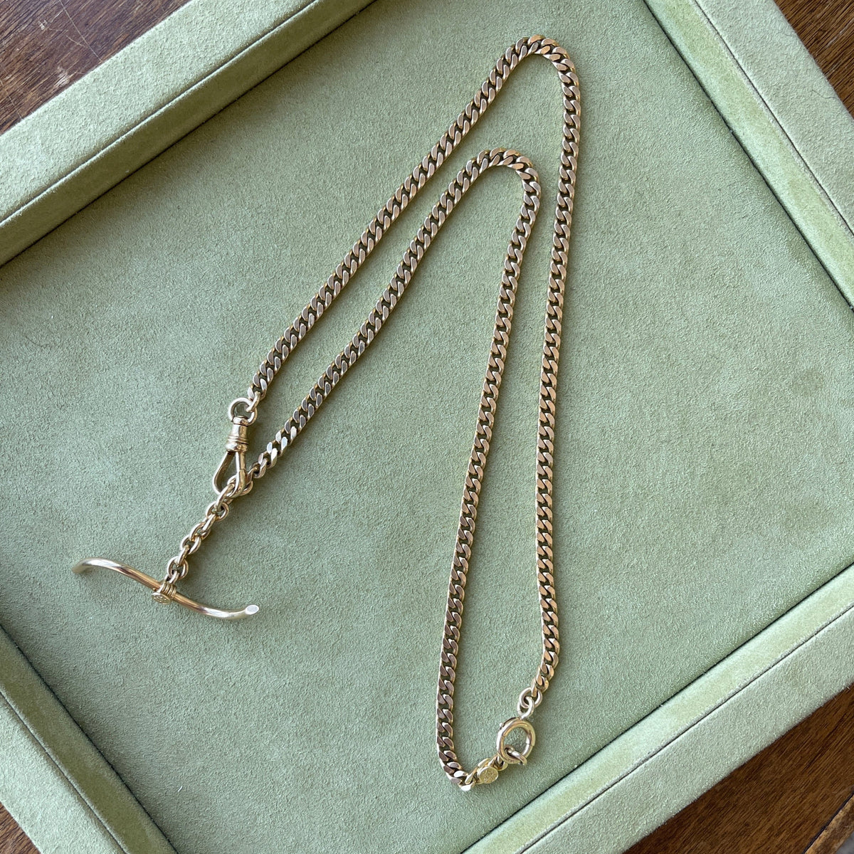 Vintage Watch Fob Curb Chain with Curved S Bar