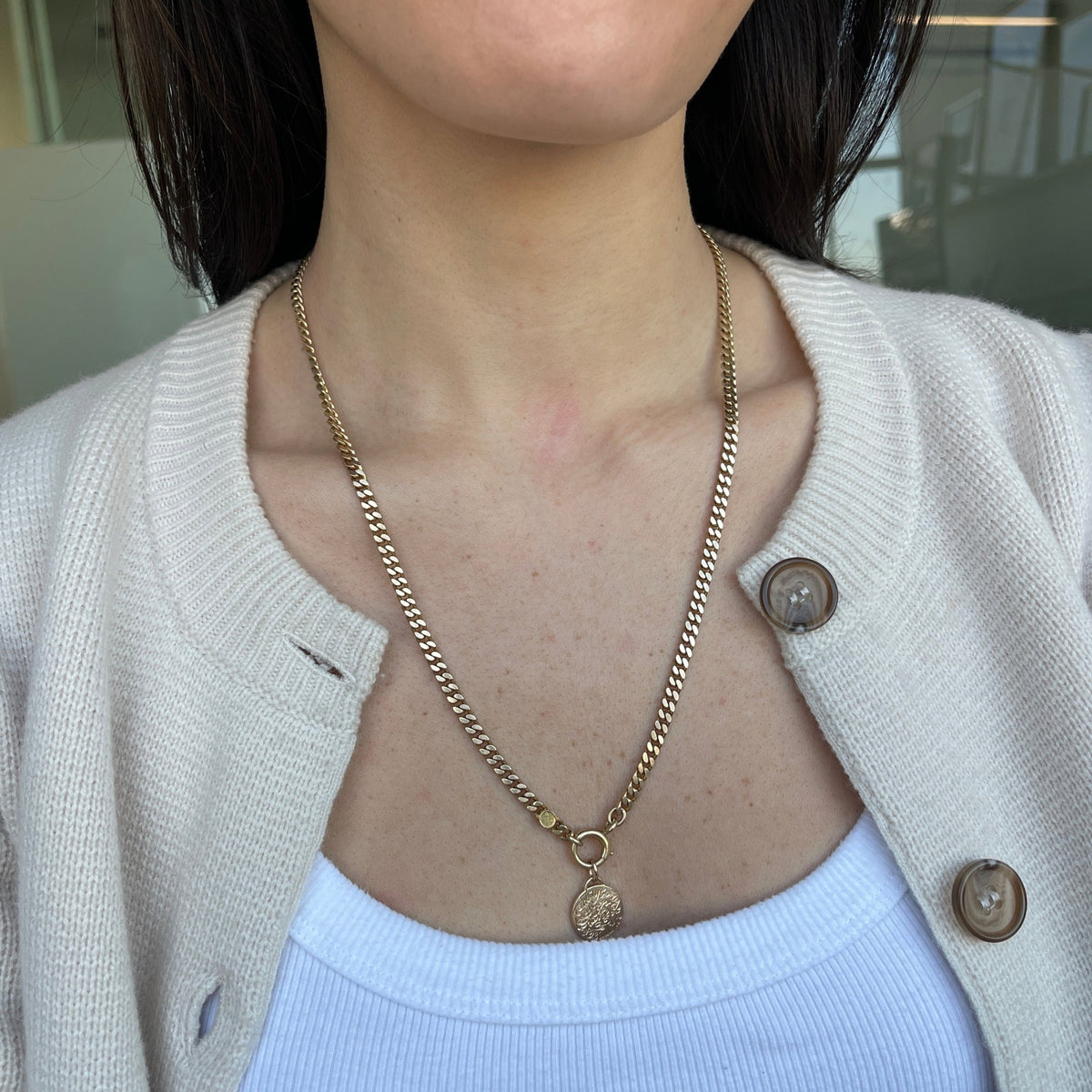 Vintage Watch Fob Curb Chain with Curved S Bar