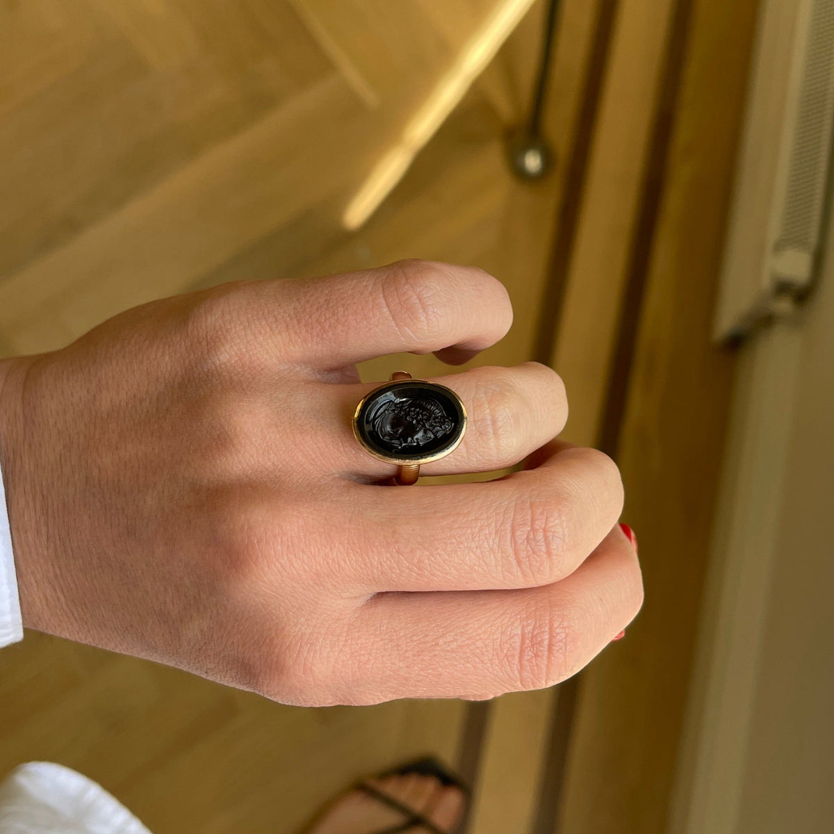 Vintage Carved Agate Ring