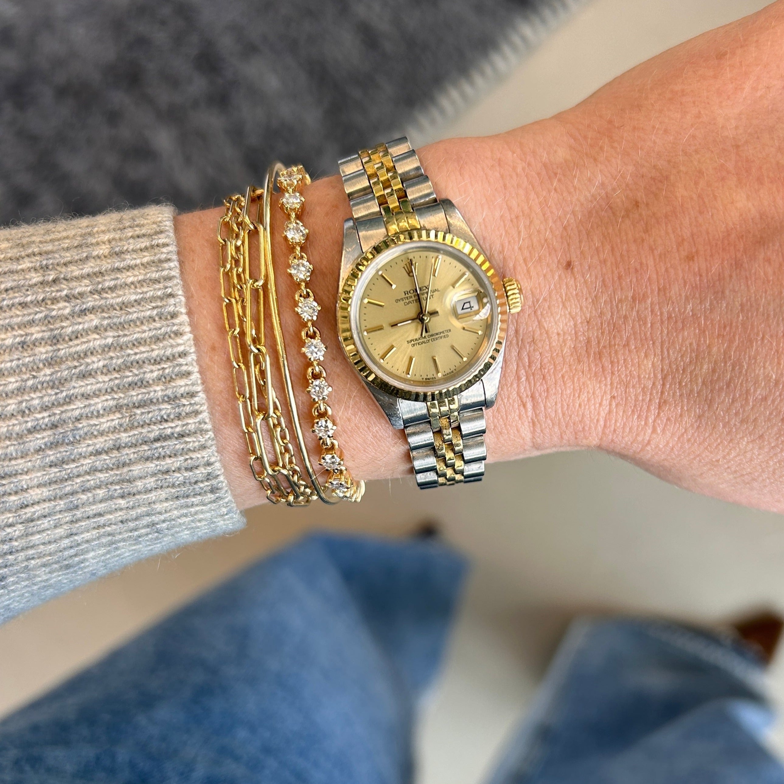 SOLD Vintage Rolex Datejust 26mm Two Tone Watch Fewer Finer