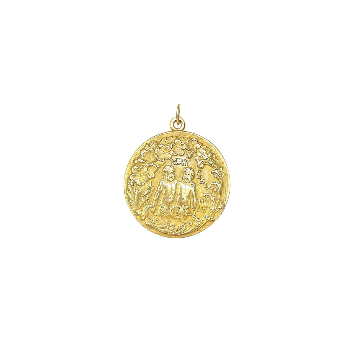 vintage gold gemini  charm