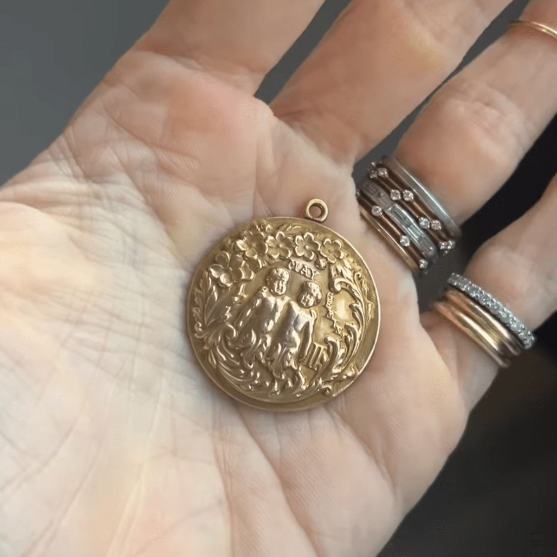 gemini vintage gold charm