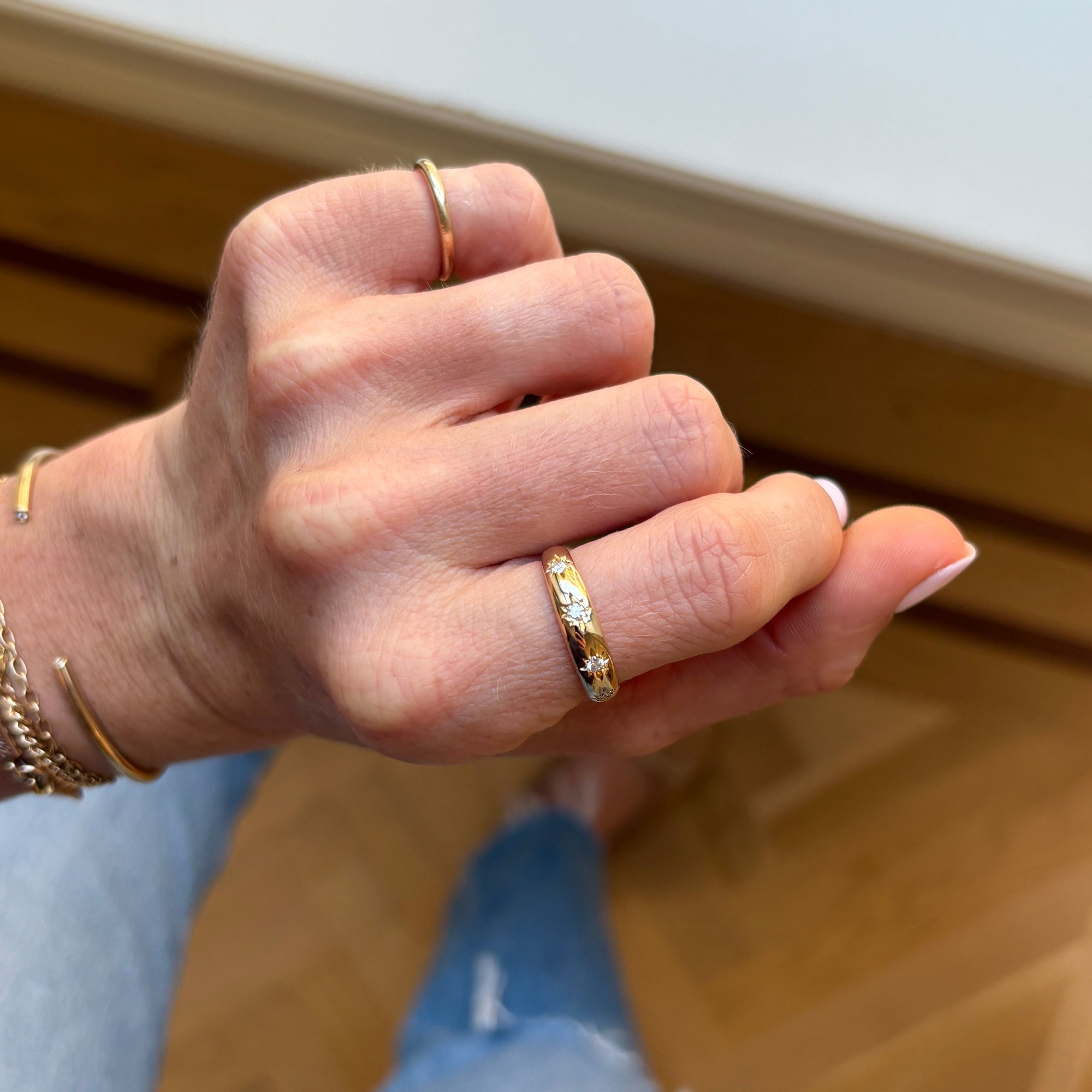 SOLD Crescent Ring 4 Diamonds — Archive Sale