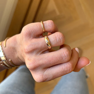 SOLD Crescent Ring 3 Diamonds — Archive Sale