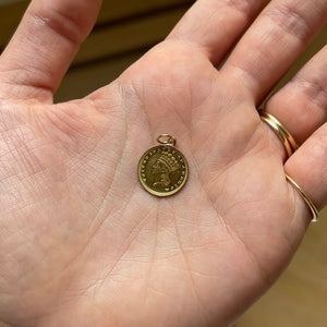 Vintage US Coin Love Token Charm "Dave" Black Enamel — Archive Sale