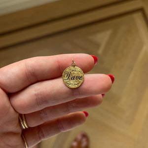 Vintage US Coin Love Token Charm "Dave" Black Enamel — Archive Sale